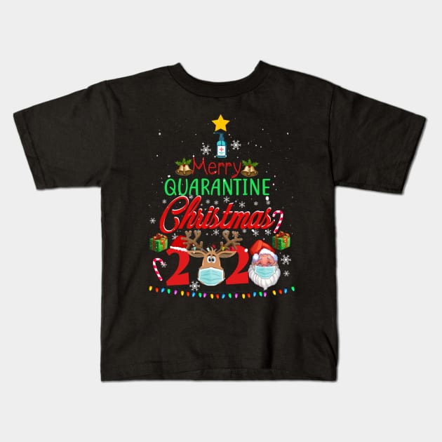 Merry Quarantine Christmas 2020 Pajamas Family Matching Xmas Kids T-Shirt by WoowyStore